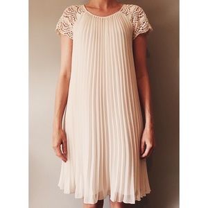 Zara Cream Pleated Mini Dress